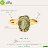 Inel moldavit brut si argint placat cu aur d e18k, M6/51 – transformare si energie autentica