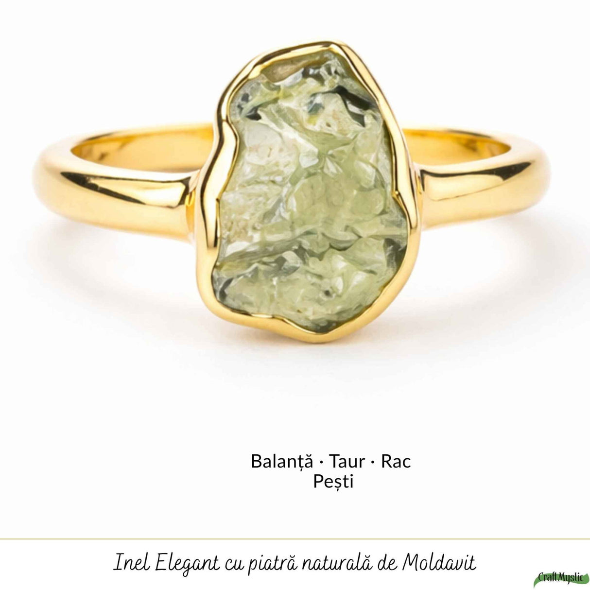 Inel moldavit brut neuniform si argint placat cu aur de 18k, M5/49 – energie transformare si autenticitate
