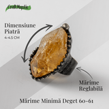 Inel Reglabil Vintage cu Citrin Natural - Abundenta si Energie Pozitiva