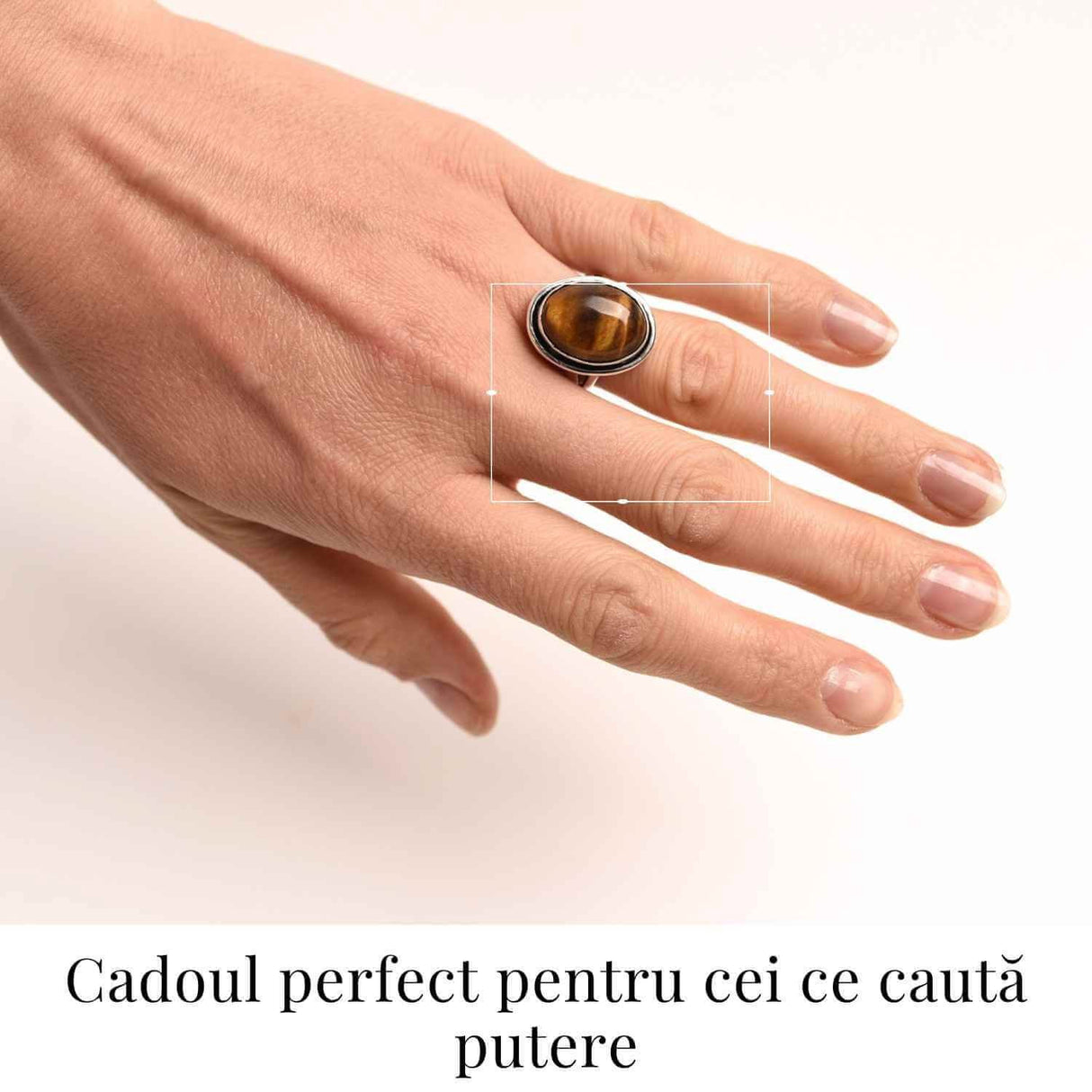 Inel ajustabil argintiu cu Ochi de Tigru - putere si protectie