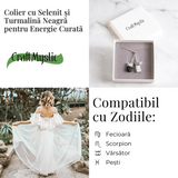 Protectie completa - Colier cu selenit si turmalina neagra pentru energie curata