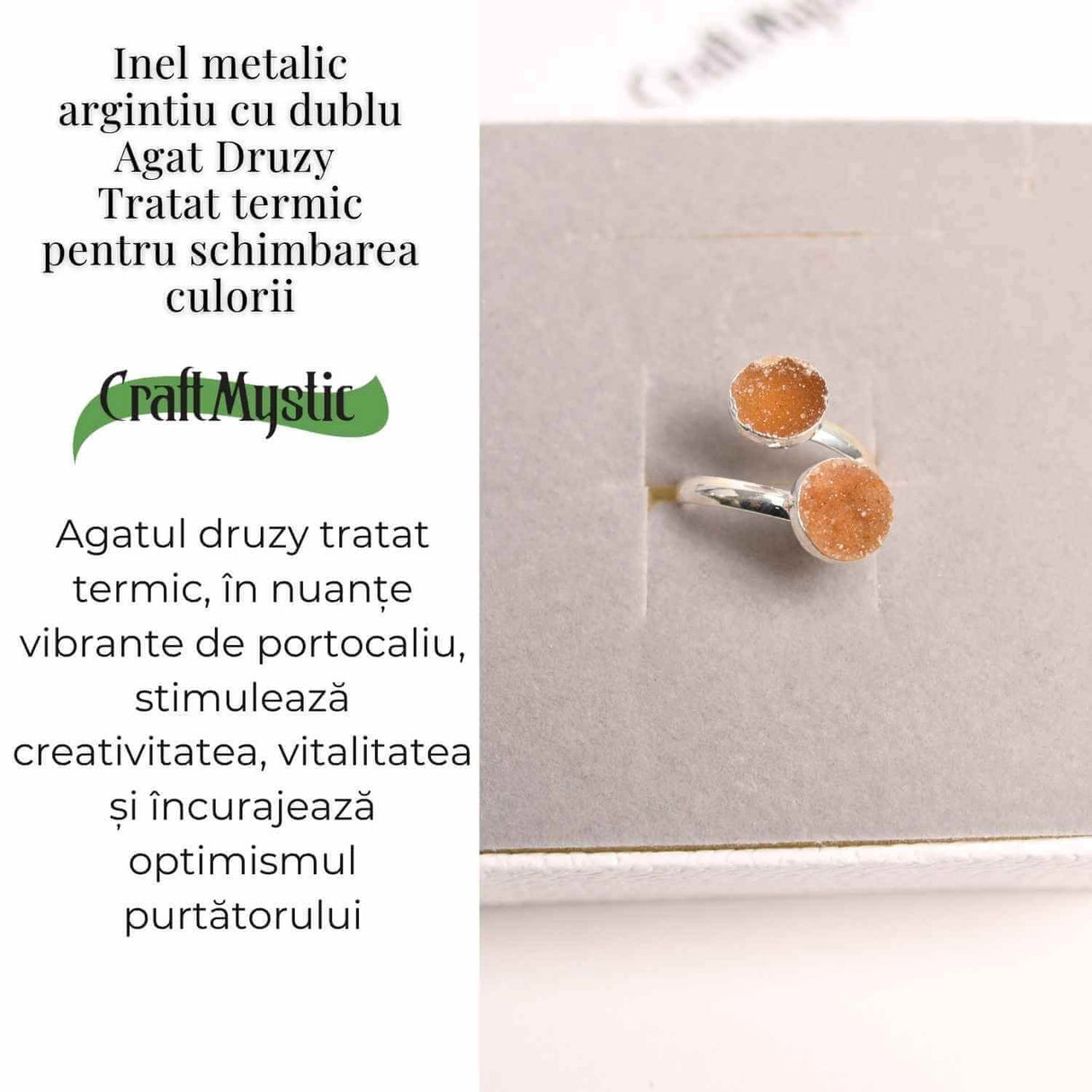 Inel Argintiu cu Dublu Agat Druzy - Energie si Eleganta Unica