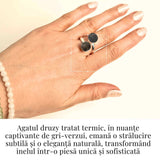 Inel Argintiu cu Dublu Agat Druzy - Energie si Eleganta Unica