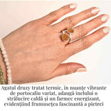 Inel Argintiu cu Dublu Agat Druzy - Energie si Eleganta Unica