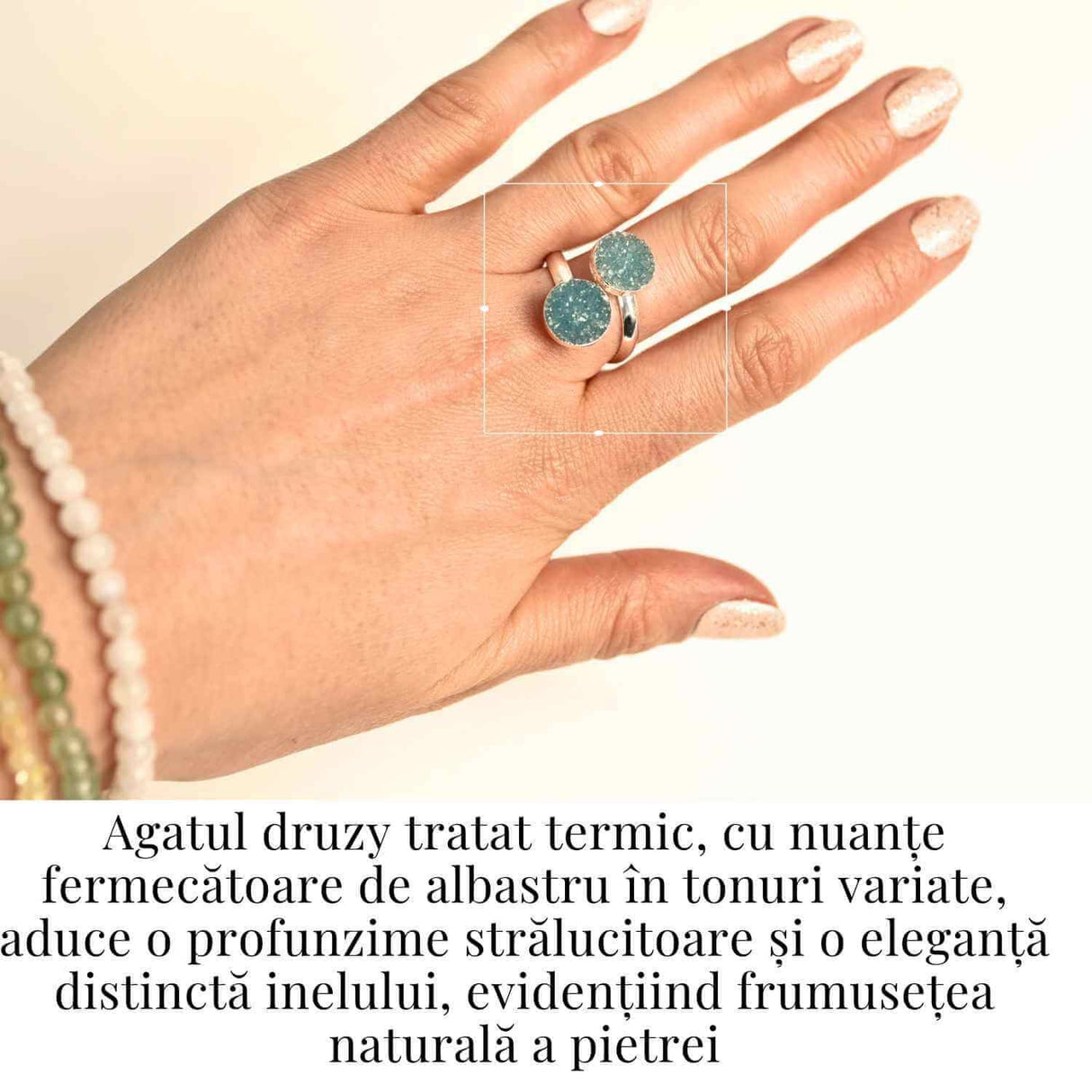 Inel Argintiu cu Dublu Agat Druzy - Energie si Eleganta Unica