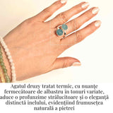 Inel Argintiu cu Dublu Agat Druzy - Energie si Eleganta Unica