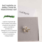 Inel Argintiu Reglabil cu Dublu Cristal Stanca - Claritate si Armonie