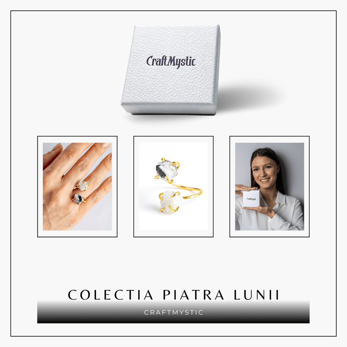 Inelul Intuitiei - Inel Auriu Reglabil cu Piatra Lunii