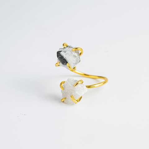 Intuition Ring - Adjustable Gold Ring with Moonstone