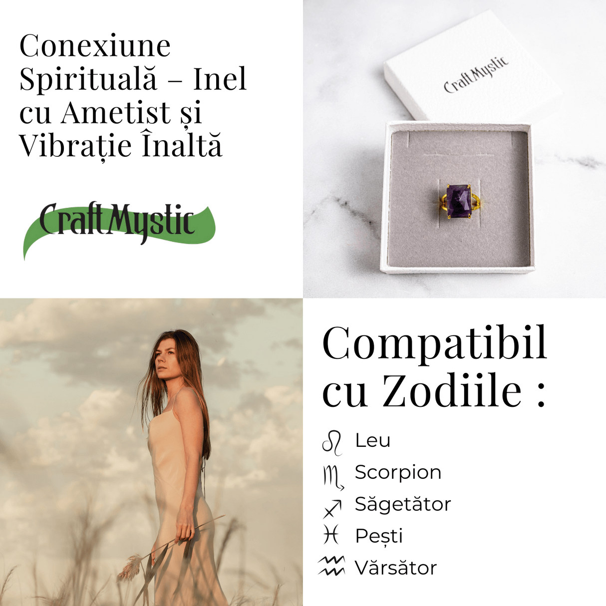 Conexiune Spirituala - Inel cu Ametist si Vibratie Inalta
