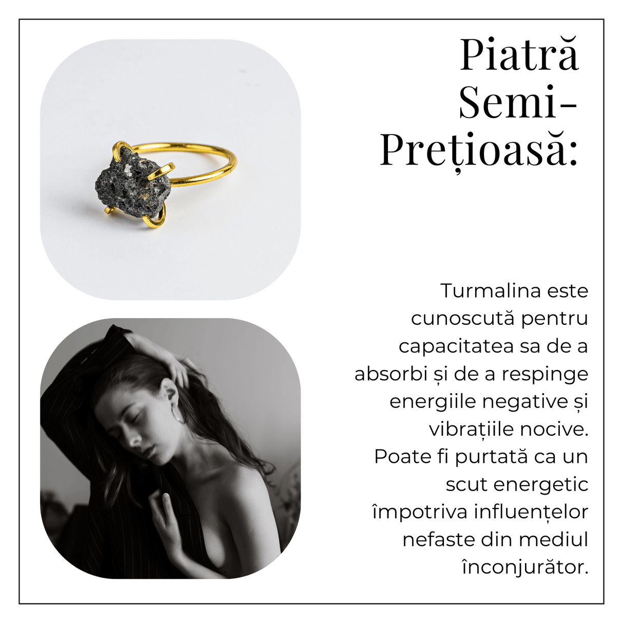 Scut energetic - Inel reglabil cu Turmalina Neagra pentru Protectie