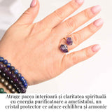 Inel reglabil cu dublu Ametist - Claritate mentala si echilibru spiritual