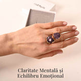 Inel usor Reglabil Auriu cu Dublu Ametist Natural Brut - Claritate Mentals si Echilibru Emotional
