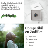Inel Reglabil din Labradorit si Ametist Natural - Simbol al Intuitiei si Echilibrului Spiritual