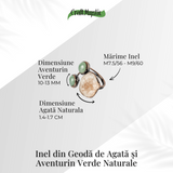 Inel din Geoda de Agata si Aventurin Verde Natural - Armonie si Vitalitate Interioara