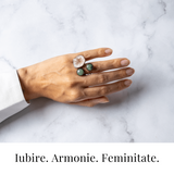 Inel din Geoda de Agata si Aventurin Verde Natural - Armonie si Vitalitate Interioara