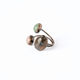 Adjustable Copper Ring with Labradorite, Rose Quartz, and Natural Green Aventurine - Harmony, love, and prosperity