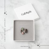 Adjustable Copper Ring with Labradorite, Rose Quartz, and Natural Green Aventurine - Harmony, love, and prosperity