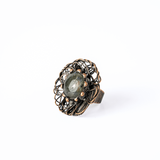 Inel Floral din Cupru cu Labradorit Natural - Talisman al Transformarii si Protectiei Interioare