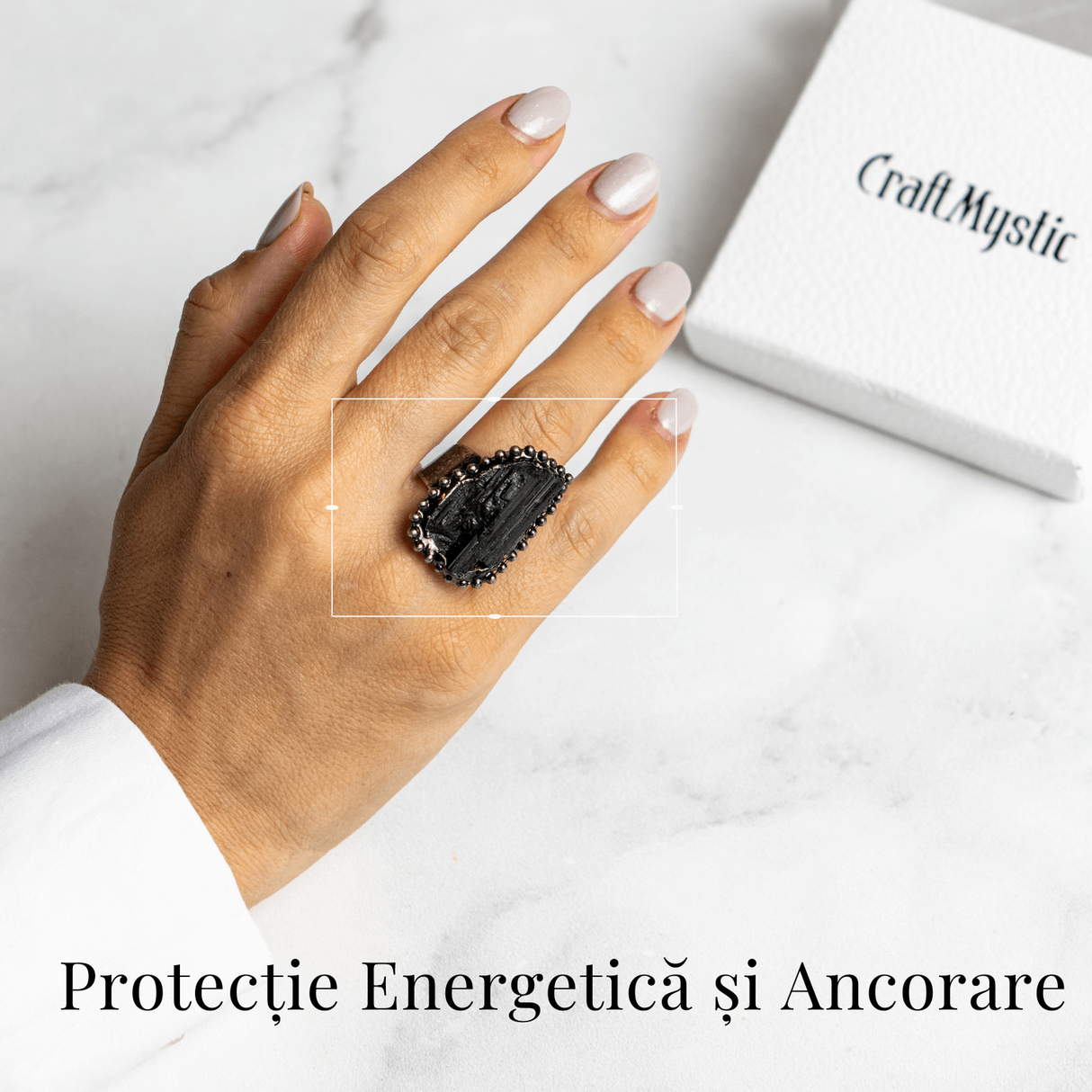 Inel Reglabil Vintage cu Turmalina Neagra - Protectie Energetica
