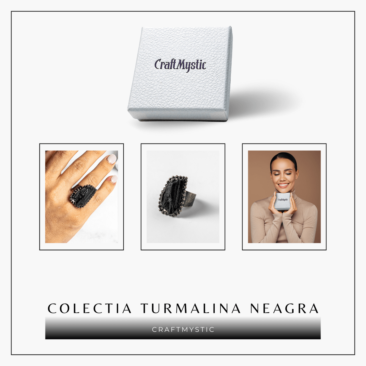 Inel Reglabil Vintage cu Turmalina Neagra - Protectie Energetica