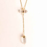 Colier Turnulet din Dublu Cuart de Stanca - Claritate Mentala si Protectie Energetica - Argint 925 Placat cu Aur 18K