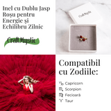 Energie si echilibru zilnic - Inel cu dublu jasp rosu brut