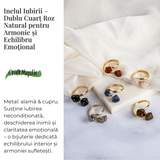 Inelul iubirii - Dublu Cuart roz natural pentru armonie si echilibru emotional
