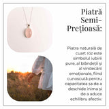 Colier montura argint 925 cu piatra naturala de Cuart Roz - Echilibru si iubire profunda