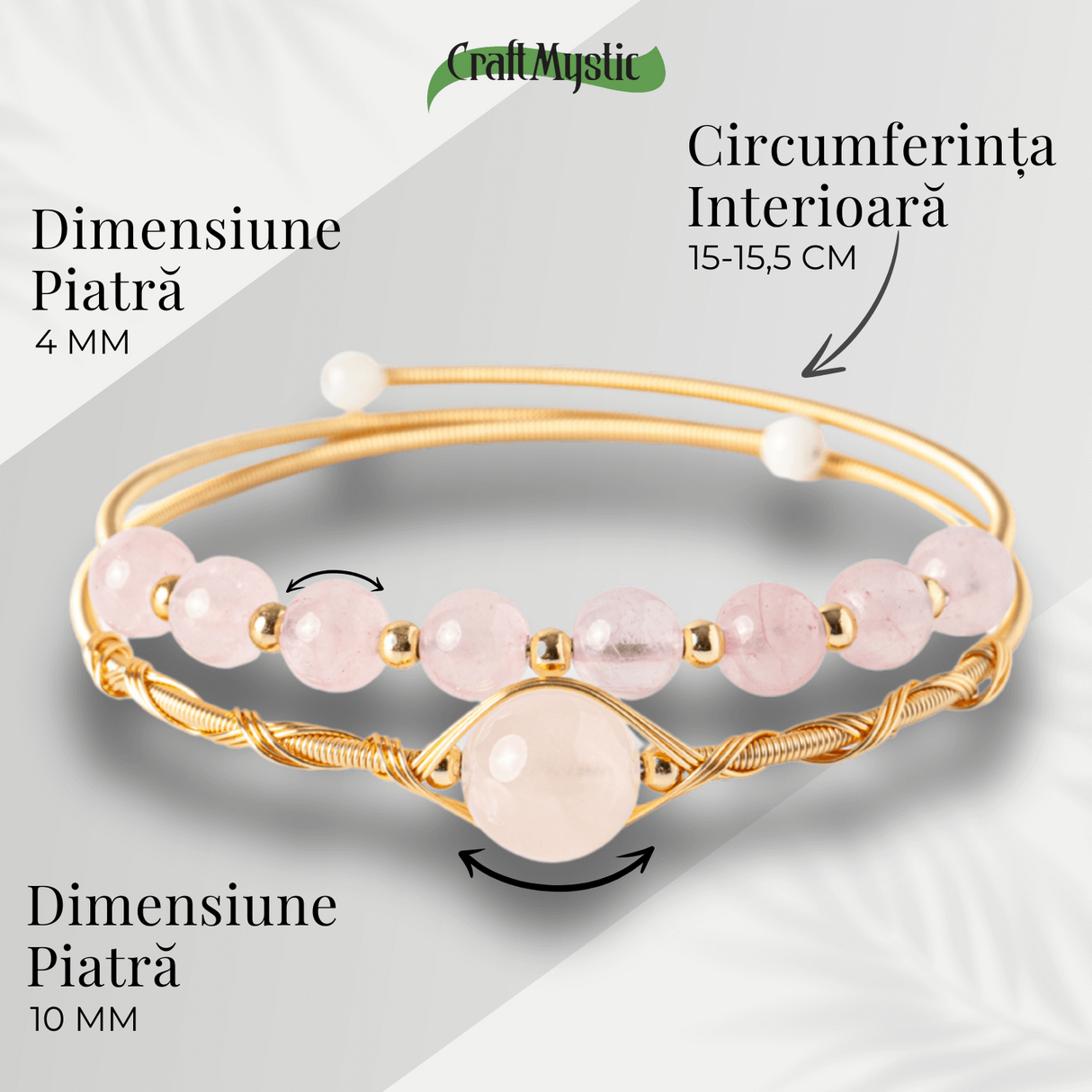 Iubire si Armonie - Bratara din Cuart Roz Natural