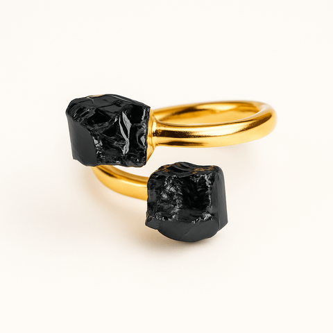 Protection Ring - Double Black Onyx for Balance and Security