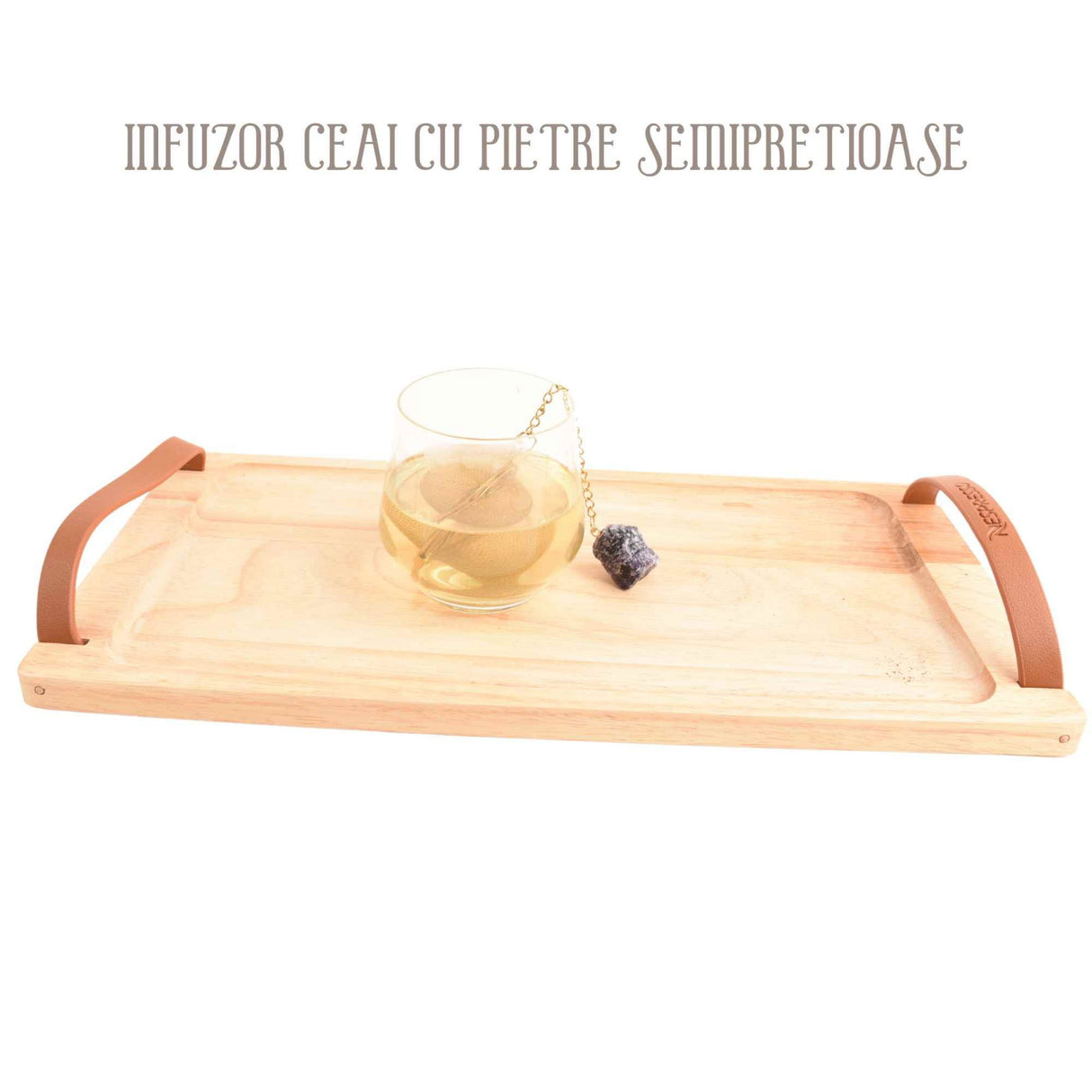 Infuzor ceai din otel inox cu piatra semipretioasa Fluorit colorat de 2 cm - Cristale vindecatoare tematica feng shui