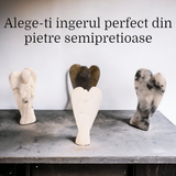 Inger de 55-60 mm Sculptat Manual din Piatra Naturala de Selenit-Protectie si Claritate Spirituala