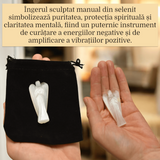 Inger de 55-60 mm Sculptat Manual din Piatra Naturala de Selenit-Protectie si Claritate Spirituala