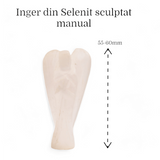 Inger de 55-60 mm Sculptat Manual din Piatra Naturala de Selenit-Protectie si Claritate Spirituala