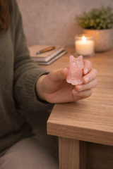 Figurina Pisica din Cuart Roz – Simbol al Iubirii, Blandetii si Vindecarii Emotionale