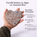 Geoda Inima din Agat cu Ametist Roz - obiect decorativ cu simbolistica blanda 0.6 kg