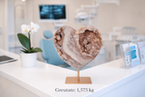 Inima din ametist roz cu calcit si cuart – geoda naturala sculptata manual in Brazilia 1.575 kg