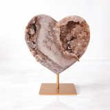 Inima din ametist roz cu calcit si cuart – geoda naturala sculptata manual in Brazilia 1.575 kg