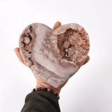 Inima din ametist roz cu calcit si cuart – geoda naturala sculptata manual in Brazilia 1.575 kg