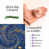 Sfera din Carneol 5–5.1 cm 180–200 grame – Curaj, Vitalitate si Echilibru