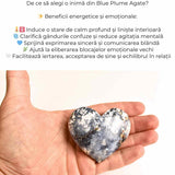Inima din Agat Blue Plume – Vindecare si pace in palma ta