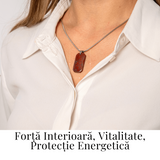 Colier Titanium cu Jasp Rosu Natural Dreptunghiular - Forta Interioara si Protectie Energetica