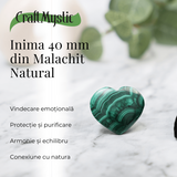 Inima de Malachit Natural 40mm - Puterea Vindecatoare la Indemana Ta