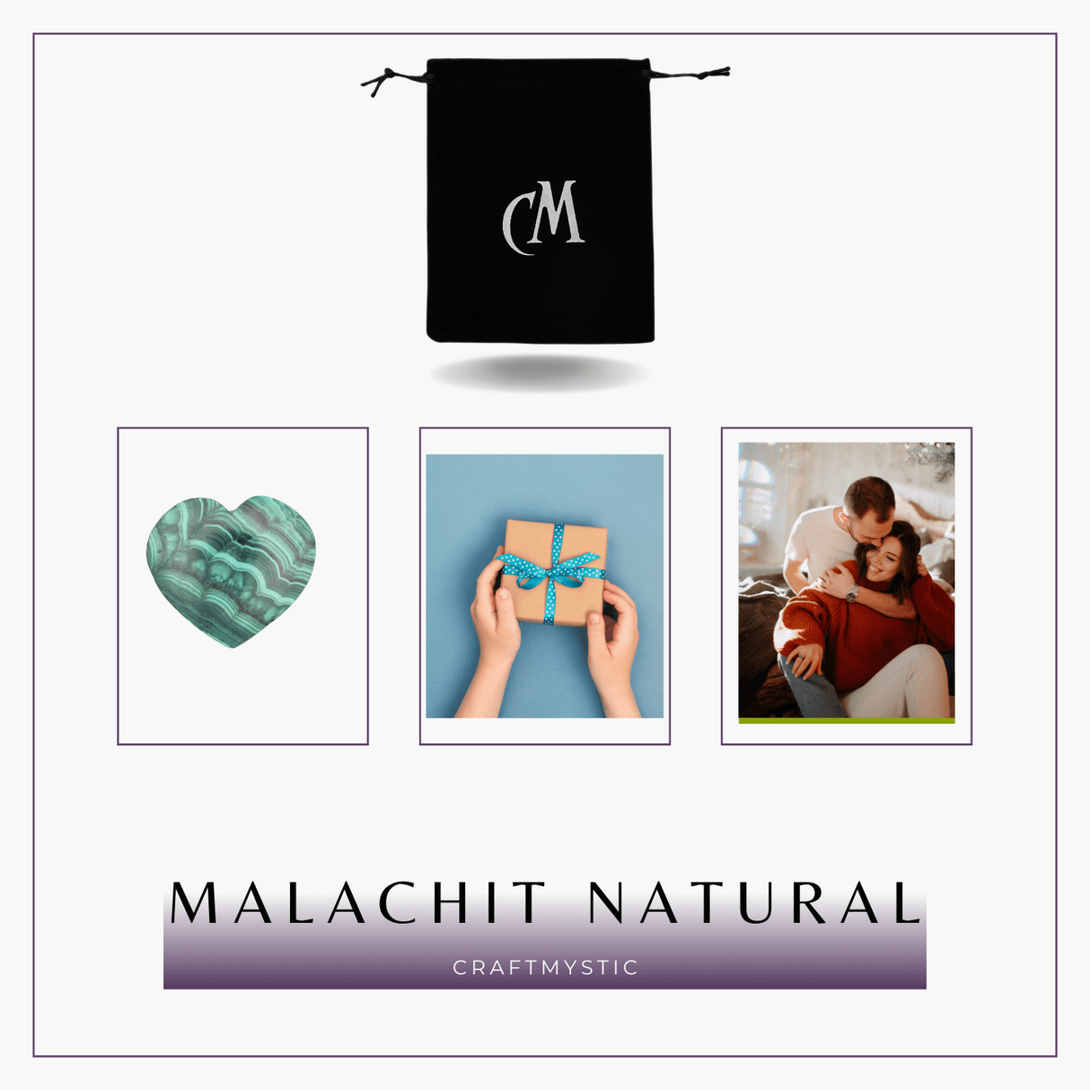 Inima de Malachit Natural 40mm - Puterea Vindecatoare la Indemana Ta