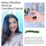 Inimioara Decorativa 30 mm din Obsidian Negru Curcubeu Fatetat Mexican