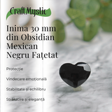 Inimioara Decorativa 30 mm din Obsidian Negru Fatetat Mexican