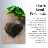 Inima Sculptata Manual de 30mm din Ochi de Tigru - Protectie si Curaj