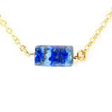 Intelepciune si Claritate - Colier cu Pandantiv Hexagonal din Lapis Lazuli Natural pe Lant de Cupru