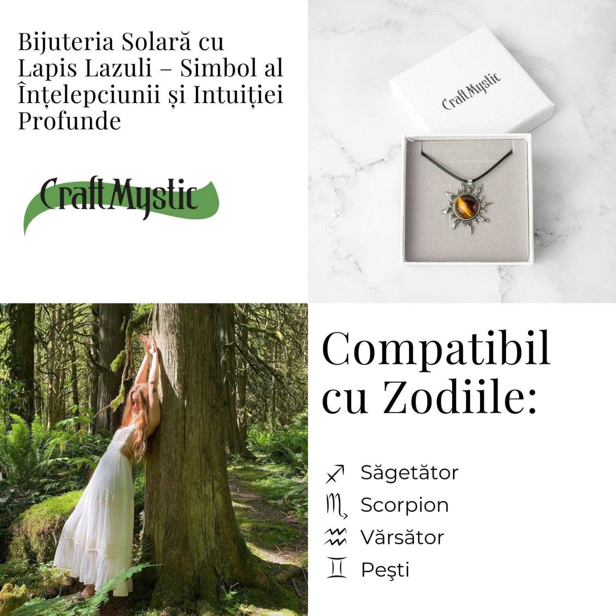 Intelepciune si Creativitate - Colier Soare cu Lapis Lazuli Natural